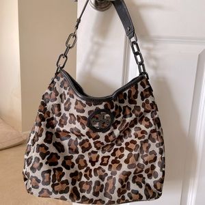 Tory Burch Leopard Printed City Hobo Bag